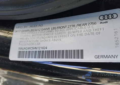 2017 Audi A6 3.0T Premium Plus из США, поврежденный, VIN WAUH2AFC5HN121624